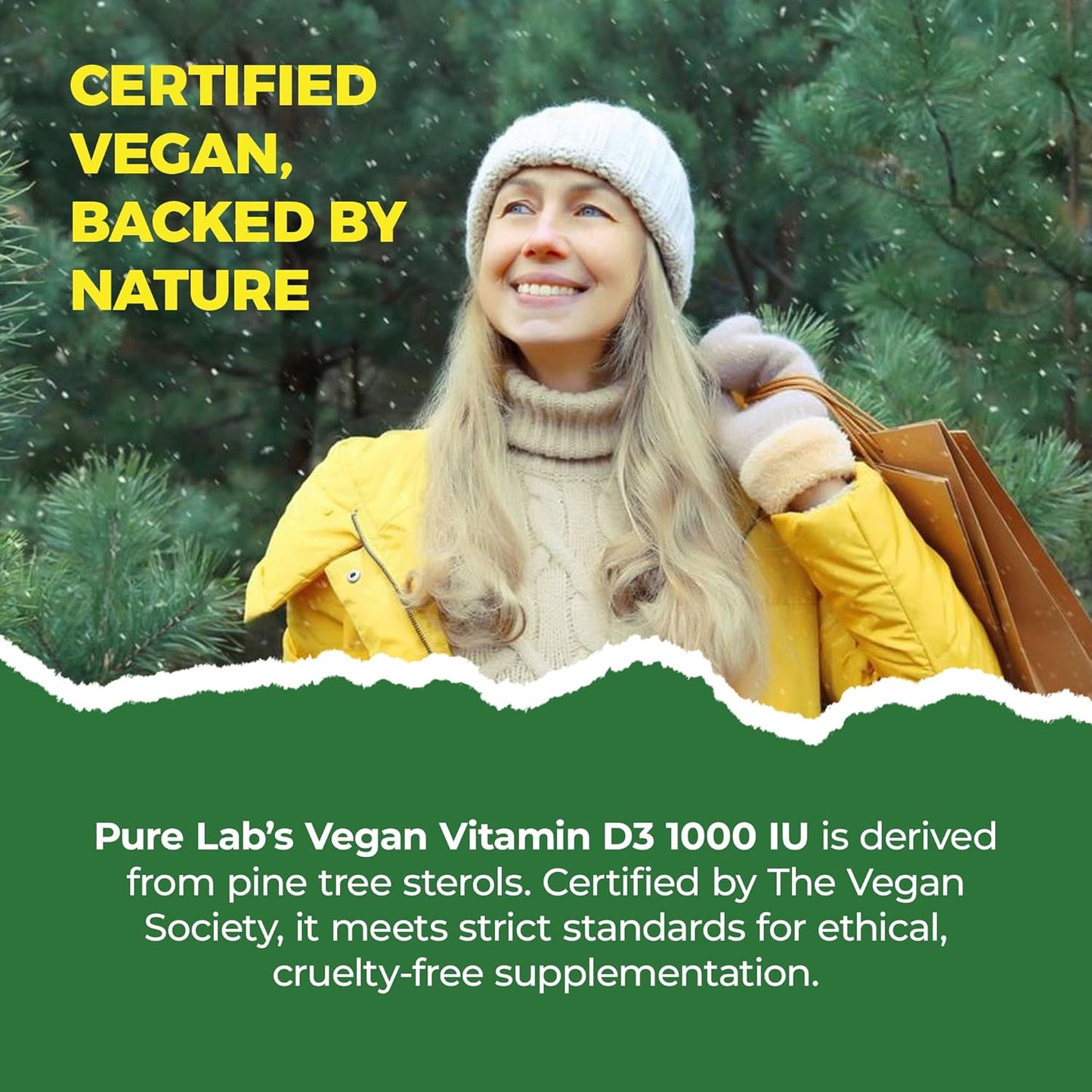 PURE LAB VITAMINS Vegan Vitamin D3 (1000 IU - 240 veg caps)