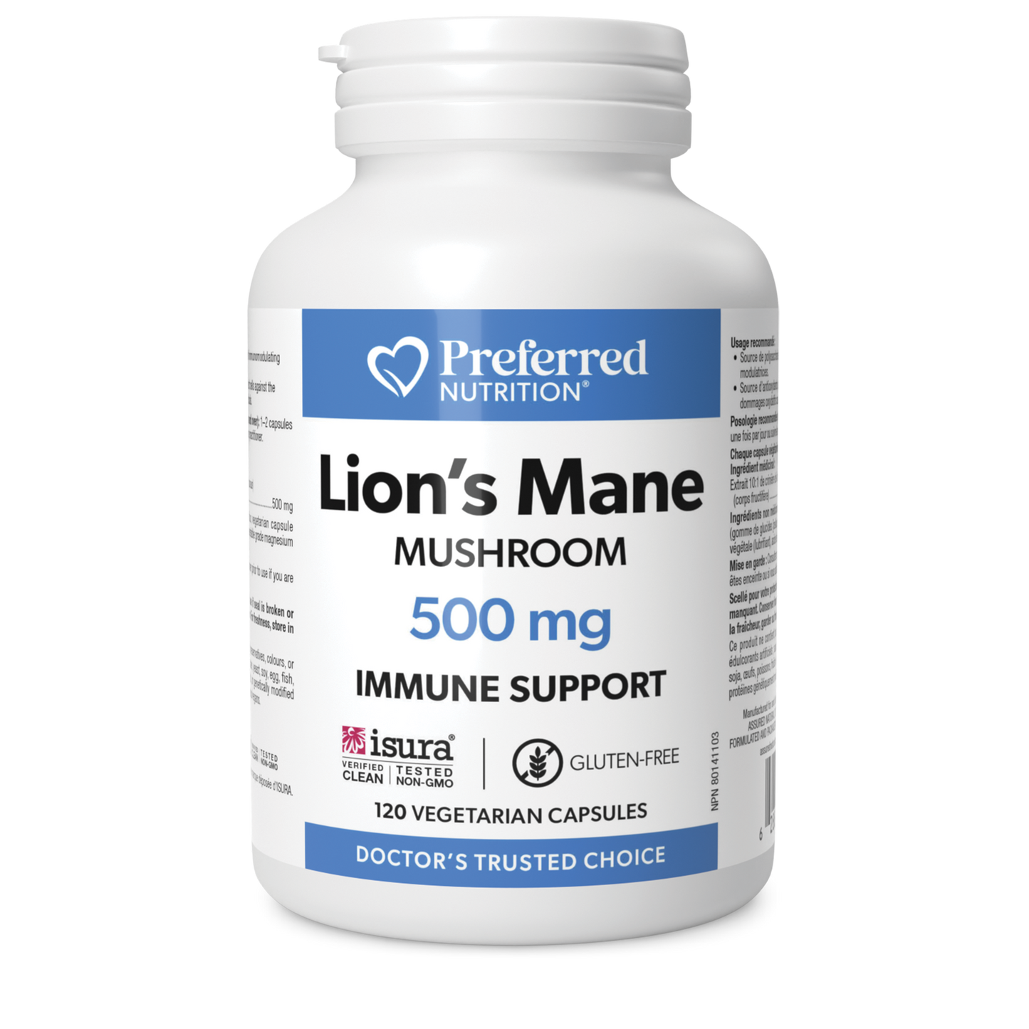 PREFERRED NUTRITION Lion's Mane 500mg 120 Vegetarian Capsules