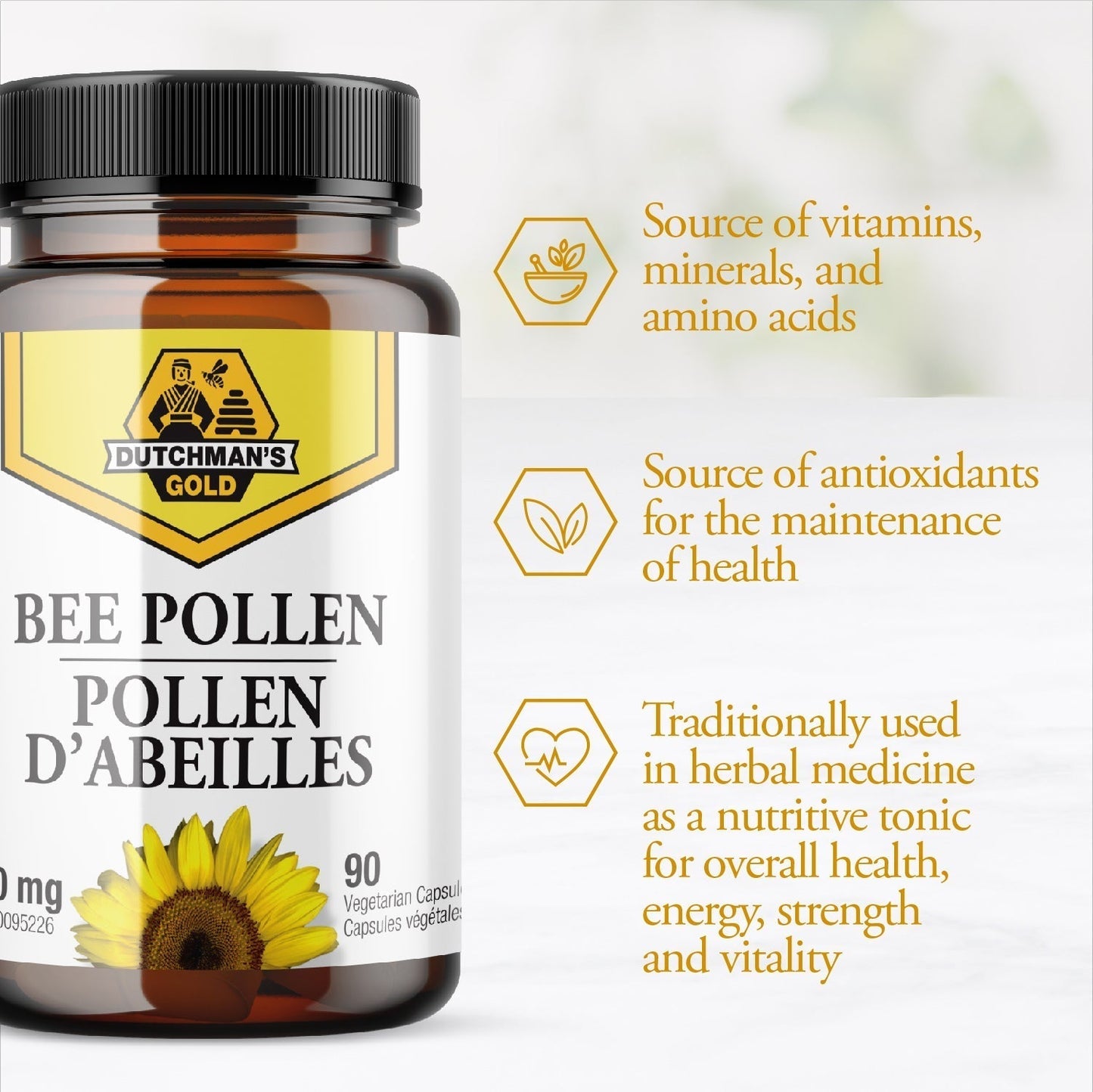 DUTCHMAN'S GOLD Bee Pollen (500 MG - 90 Capsules)