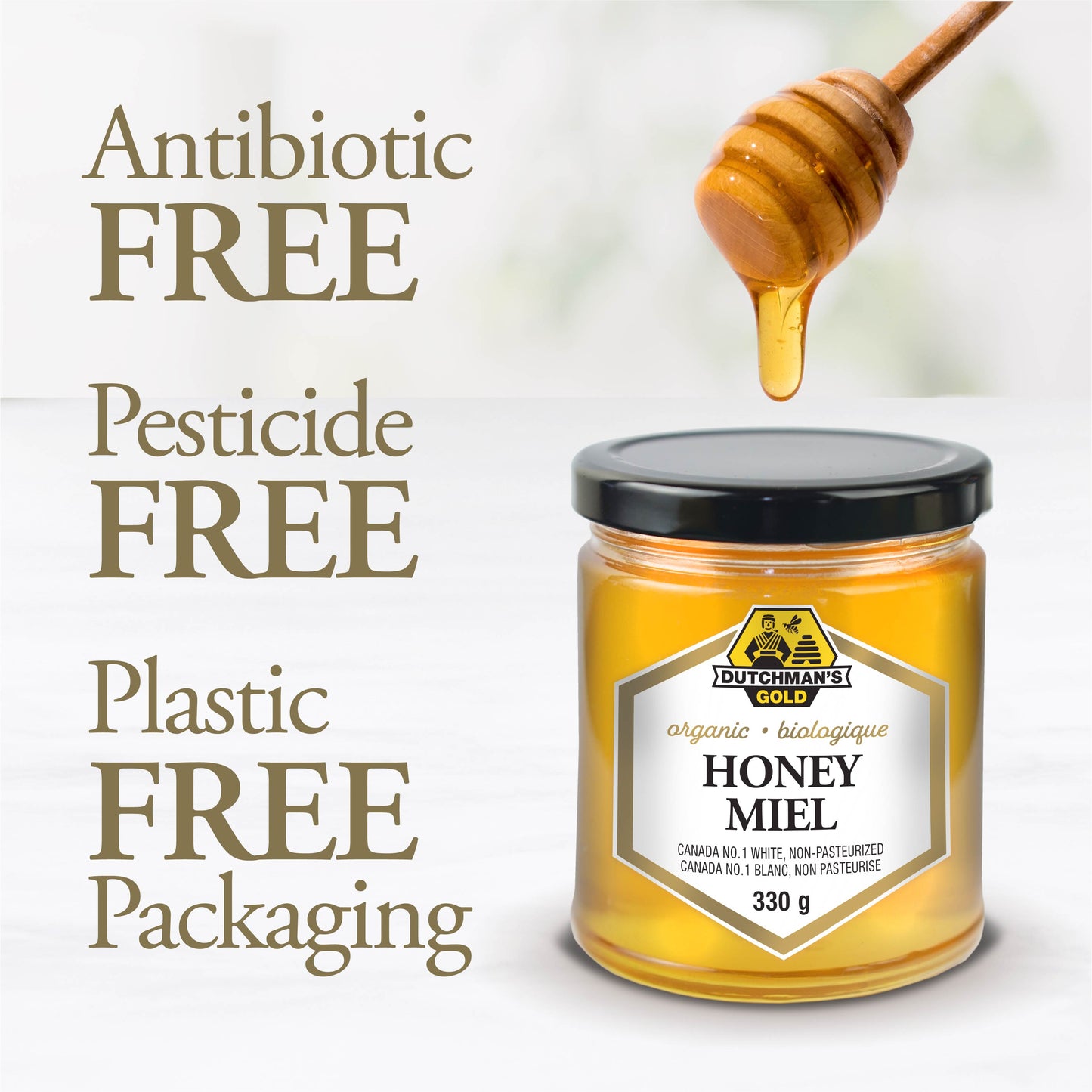 DUTCHMAN'S GOLD Organic Liquid Honey 330 g