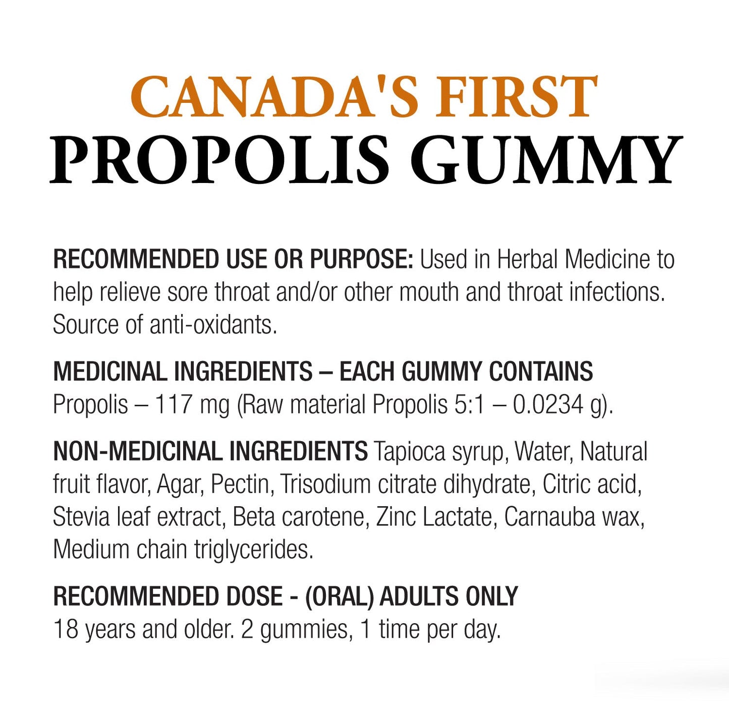 DUTCHMAN'S GOLD THROAT RESCUE Propolis Gummy: 60 count