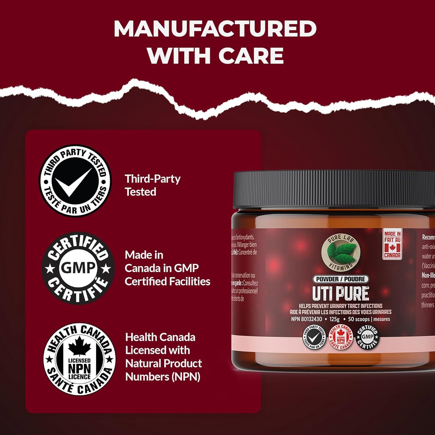PURE LAB VITAMINS UTI Pure Powder - Additive Free (125 grams)