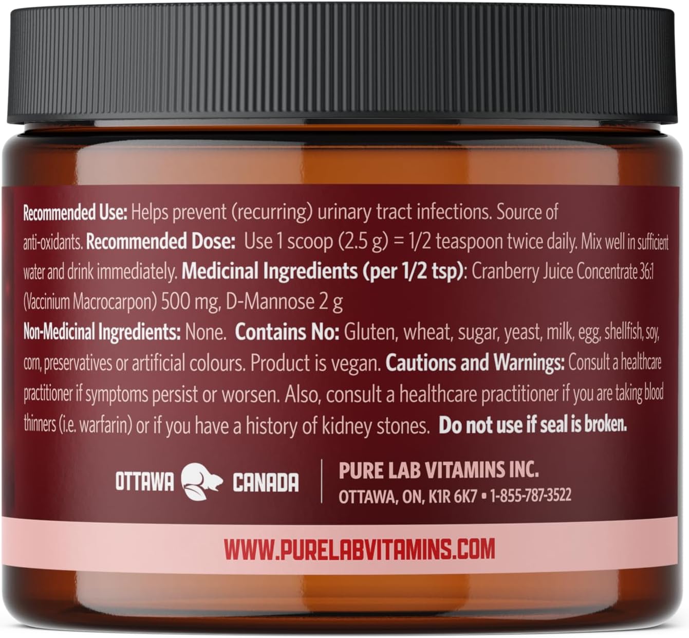 PURE LAB VITAMINS UTI Pure Powder - Additive Free (125 grams)