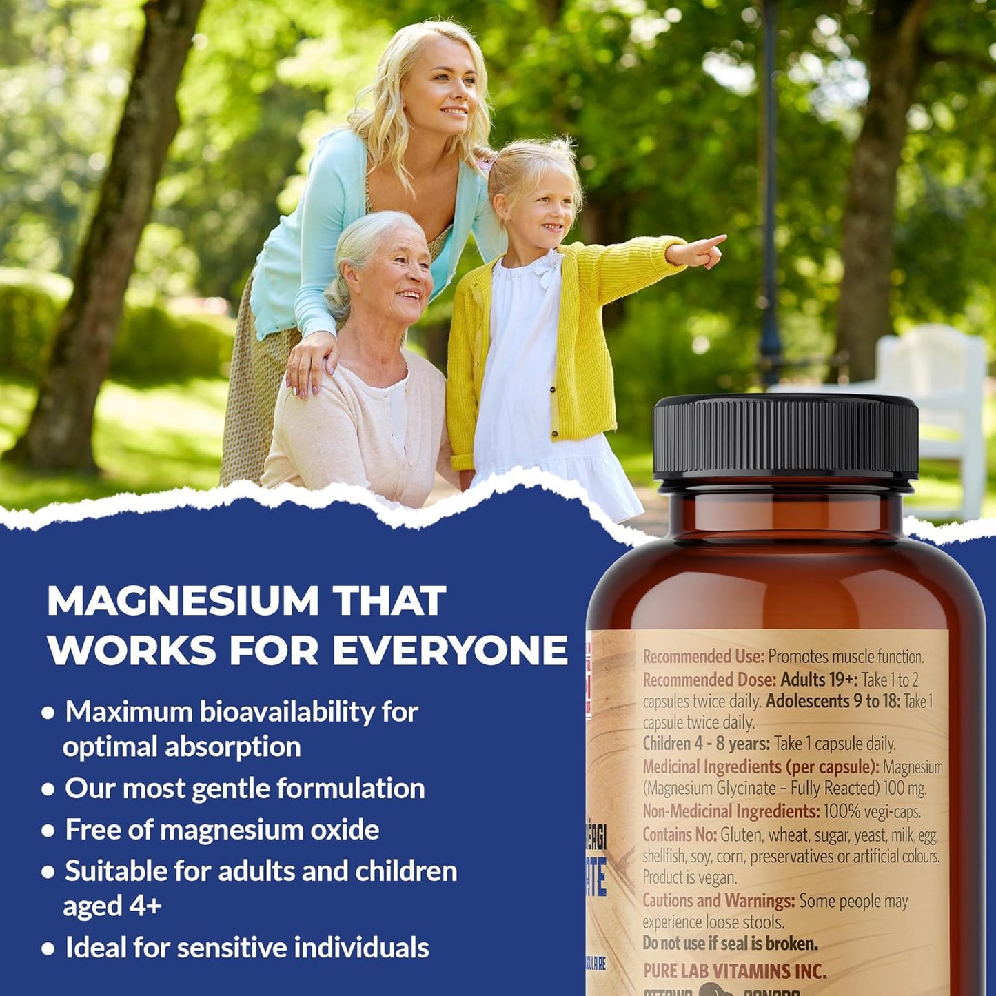 PURE LAB VITAMINS Magnesium Glycinate 100 mg Excipient Free