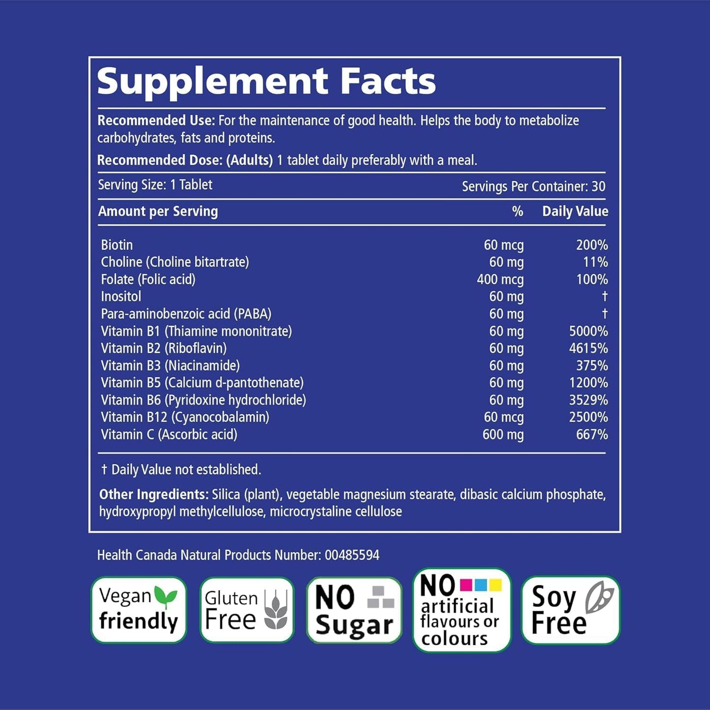 VITALITY Time Release B Complex + C 600 mg
