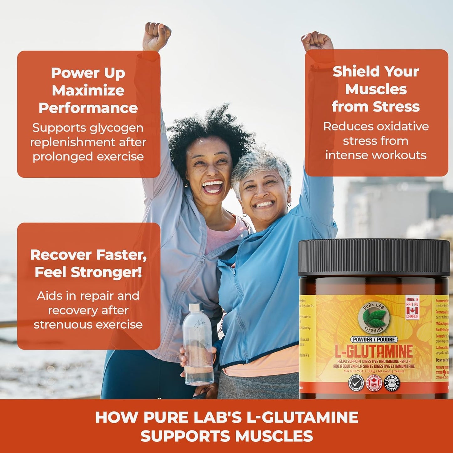PURE LAB VITAMINS L-Glutamine Pure Powder - Additive Free (300 g)